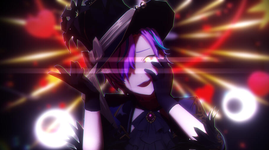 Model — SEGA / CraftEgg / Byz轴 Pose — Kamisato Ajax Stage — pulser Effects — CheapLens, ColorShift, Croquis_Euphoria, Diffusion, Falling Hearts, ikCinemorph, IKClut_HowDreamy, PowerDOF, RayCast